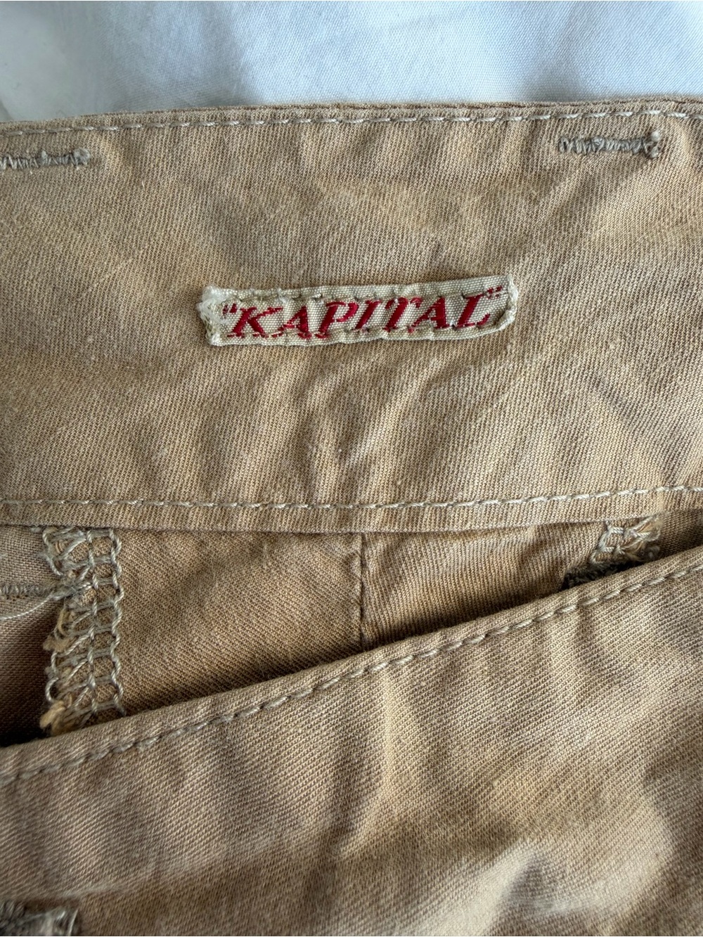 Kapital Sailor Button Capri Pants Khaki Beige Cropped Wide Leg Made in Japan - Picture 2 of 4
